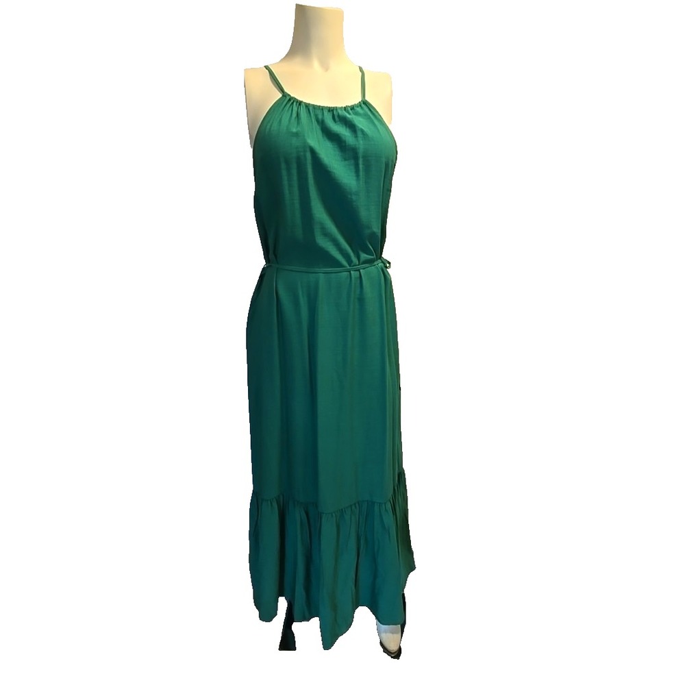 Banana Republic Green Halter Maxi Dress Size 2P NWT Satin Summer Wedding Garden